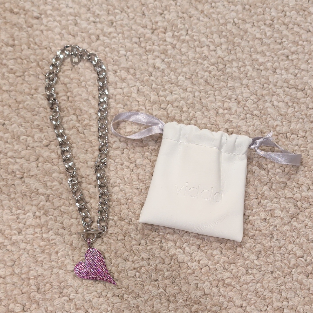 Vidda Silver And Pink Heart Choker Necklace